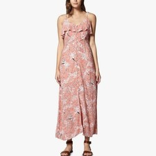 Sanctuary Isabella Maxi Dress | Size M | Peach Pink Floral Paisley Button-Front