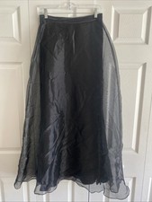 JBS Ltd Sheer Overlay Maxi Skirt Womens Size 8 Black Vintage Formal Whimsigoth