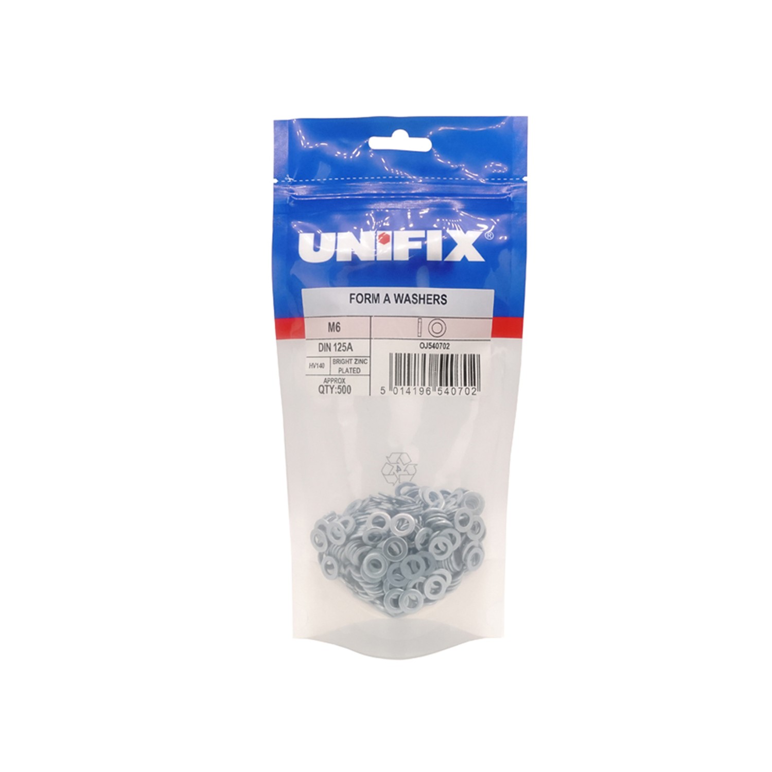 Unifix Form A Washers DIN 125A HV140 BZP - M6 (6.4) - Box of 2500