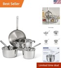 Tempo Tri-Ply Base Stainless Steel 7-Piece Cookware Set with Glass Lids, Pots...