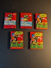 Vintage NFL Football Sealed Wax Pack Lot (5) 1980s Fleer Team Action 1990 Topps