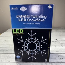 35.5 Cool White LED Lighted Christmas Snowflake Outdoor Hanging Folding Decor