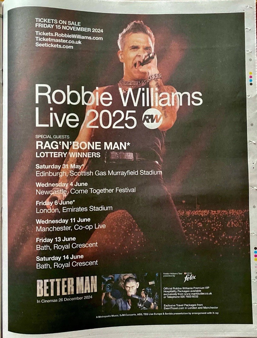 Robbie Robbie Williams 2024 Tour