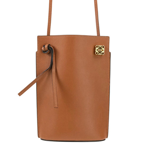 Used LOEWE Anagram Dice Pocket Leather Shoulder Bag 062304 Brown Women's Shoulde