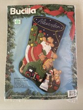 Vtg BUCILLA Christmas Stocking Kit WESTERN SANTA Cowboy Cactus Horse 18  83009