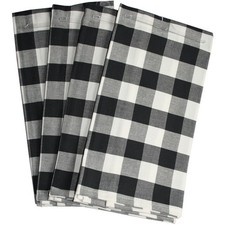 4 Design Deco Geschirrtücher 100% Baumwolle 65 x 65cm Schwarz-Weiß Karo Landhaus