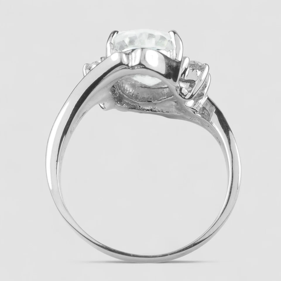 Atractivos anillos de joyería fina de plata de ley 925 de 4,65 quilates de circón blanco talla 6,25 Foto 4 de 4