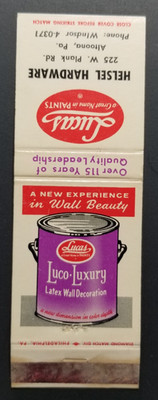 Vintage Luco Luxury Paint Can Matchbook Cover