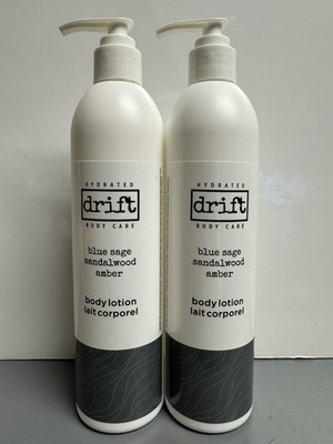 2 PACK Drift Hydrated Body Care Body Lotion Blue Sage Sandalwood Amber 12oz
