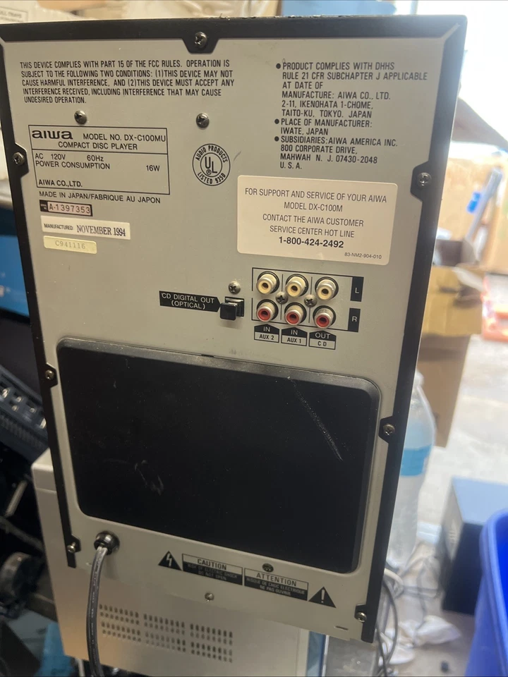 CAMBIADOR DE CD AIWA 100 CD100 DX-C100M DISCO COMPACTO piezas/reparación SIN PROBAR como está Foto 4 de 4