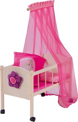 roba 'Happy Fee' Puppenbett, inkl. Zubehör, natur/pink - B-Ware neuwertig