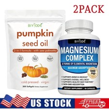Pumpkin Seed Oil 3000mg w/Saw Palmetto 300 Softgels  Magnesium Complex 90 caps