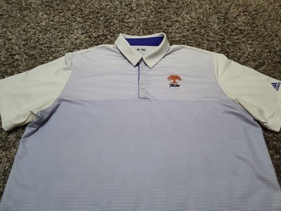 Adidas Climacool Oak Tree Golf Polo Shirt Mens XL White Purple Geometric