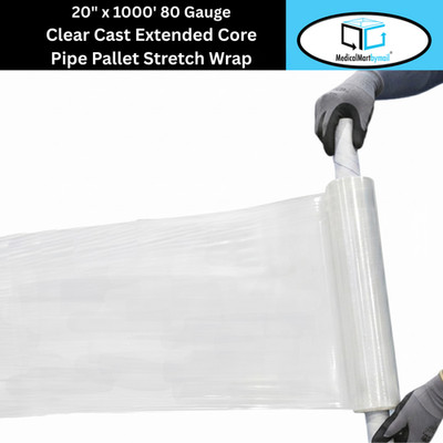20'' x 1000' 4 Rolls Extended Core Shrink Wrap Stretch Film 80 Gauge 20x1000