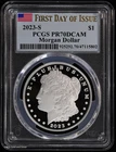 2023-S $1 Morgan Silver Dollar PCGS PR 70DCAM Proof First Day Of Issue FDOI