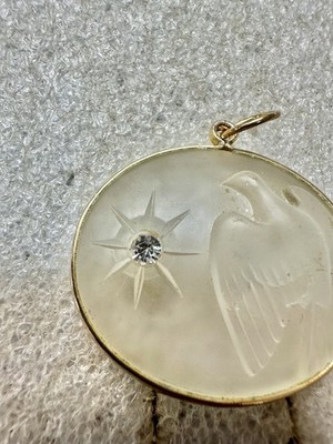 希少！NINA RICCIアートガラスヴィンテージネックレスB285 Vtg Lalique NINA ricci 1.75” Oval L'air Du Temps Dove Pendant | eBay