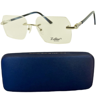 NEW ZELLINI LUNETTES 25665 C2 Gold/Red Rectangle Rimless Optical Frame Eyeglass