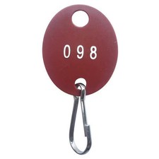 Manufacturer Varies Key Tag, Red, Plastic, Oval, Nickel Plated 100 PK 33J885