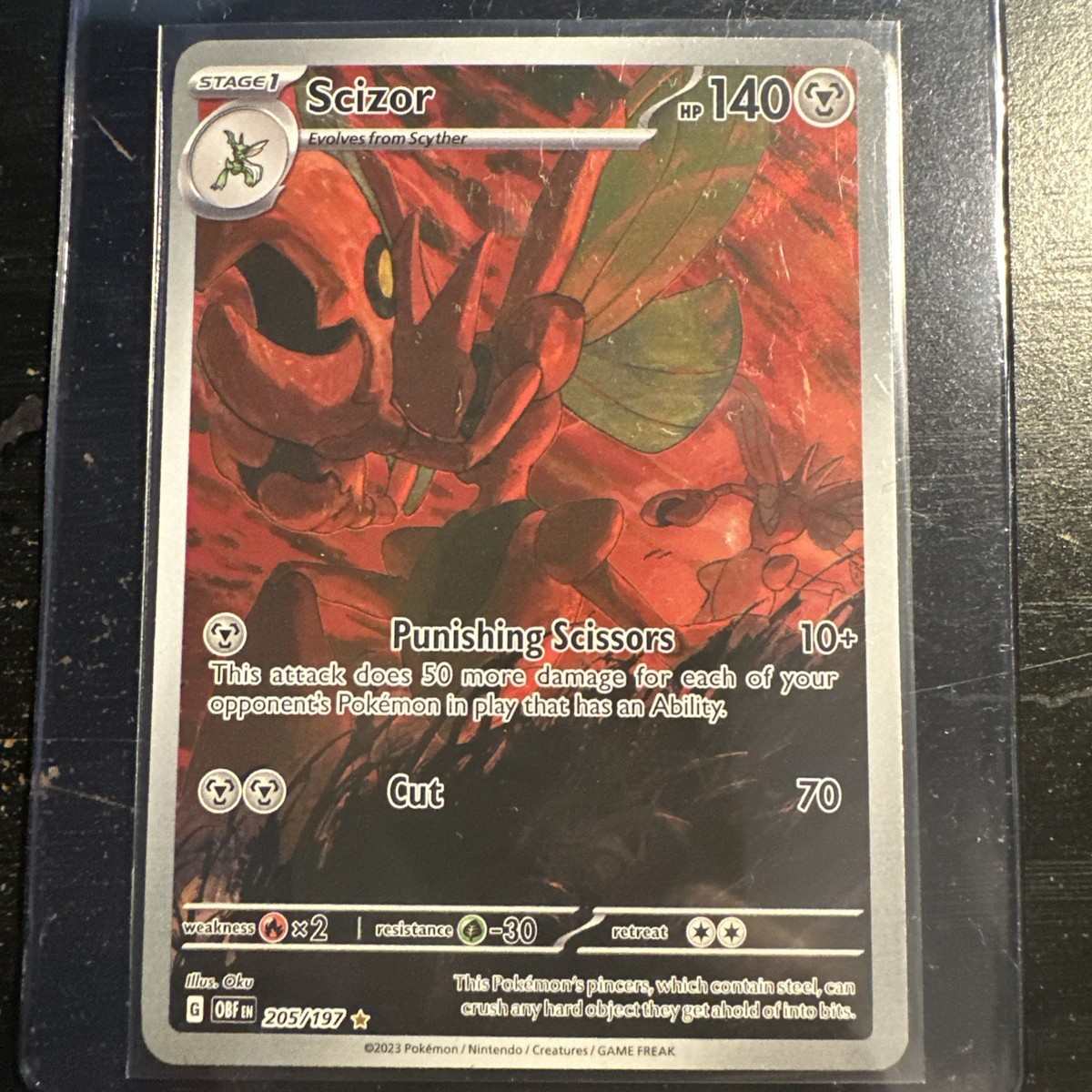 Pokémon TCG Scizor Illustration Rare Card Obsidian Flames 205/197 NM  Condition
