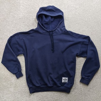 Vintage Adidas Trefoil Hoodie Navy Blue Men's Medium M 38 40 Made In UK 90s Rare