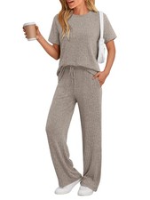 Womens Lounge Sets 2 Piece Matching Travel Outfits Khaki L