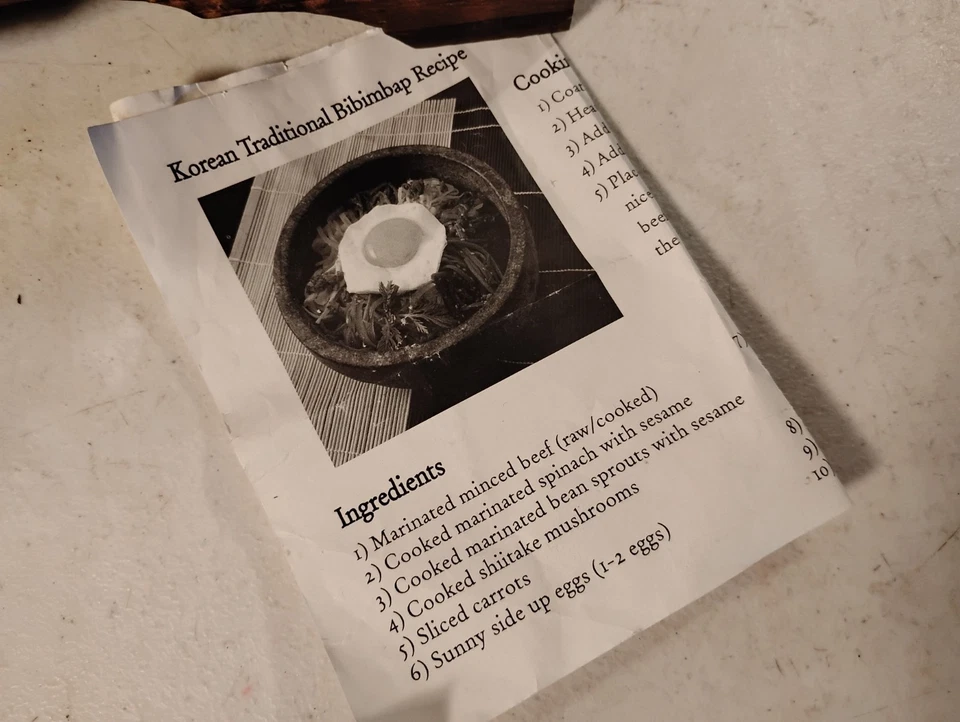 Chfkun Korean Serving Bowl Rice Cooker Spices Granite Stone Heavy-Lid Wood Base - Image 2 of 4