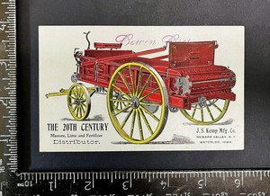 THE 20TH CENTURY MANURE, LIME AND FERTILIZER DISTRIBUTOR TRADE CARD