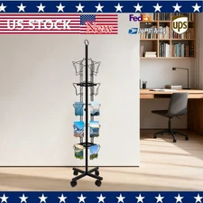 Greeting Card Rack Spins 20 Pocket Black Retail Display 6" x 8 Cards Sign Holder