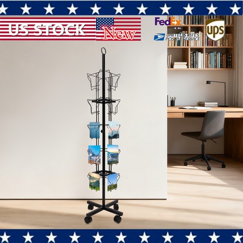 Greeting Card Rack Spins 20 Pocket Black Retail Display 6