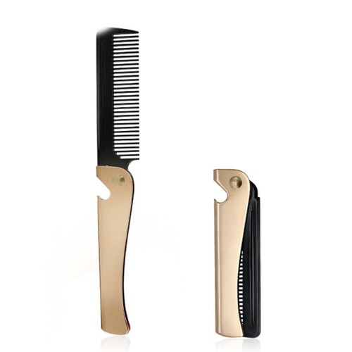 Peine de pelo plegable antiestático diseño dorado para fácil uso en peluquería - Imagen 6 de 11