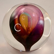 ADAM AARONSON STUDIO ART GLASS PAPERWEIGHT 1991 SIGNED SOMMERSO STYLE