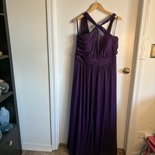 Alfred Sung Eggplant Sleeveless Dress w/slit Size 20 Prom Bridesmaid Chiffon
