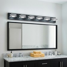 39'' Dimmable LED Vanity Light 6-Light Black Bathroom Wall Fixture Modern