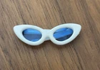 Vintage Barbie Iconic White Cat-Eye Sunglasses With Blue Lenses