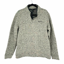 Eddie Bauer Radiator Fleece Pullover Men  s L Gray Snap Mock Neck Pocket