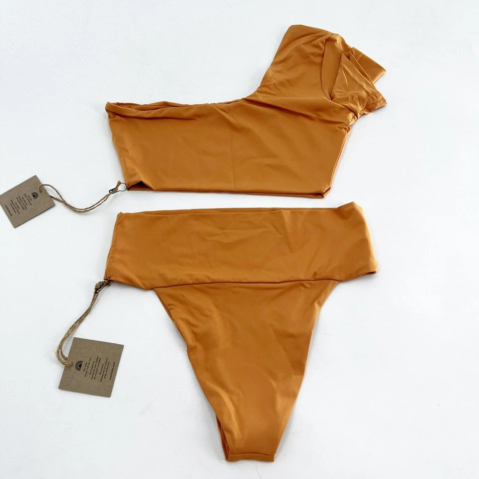 NWT Free People x Toast Swim XS One Shoulder High Waist Bikini Set Orange - Изображение 2 из 3