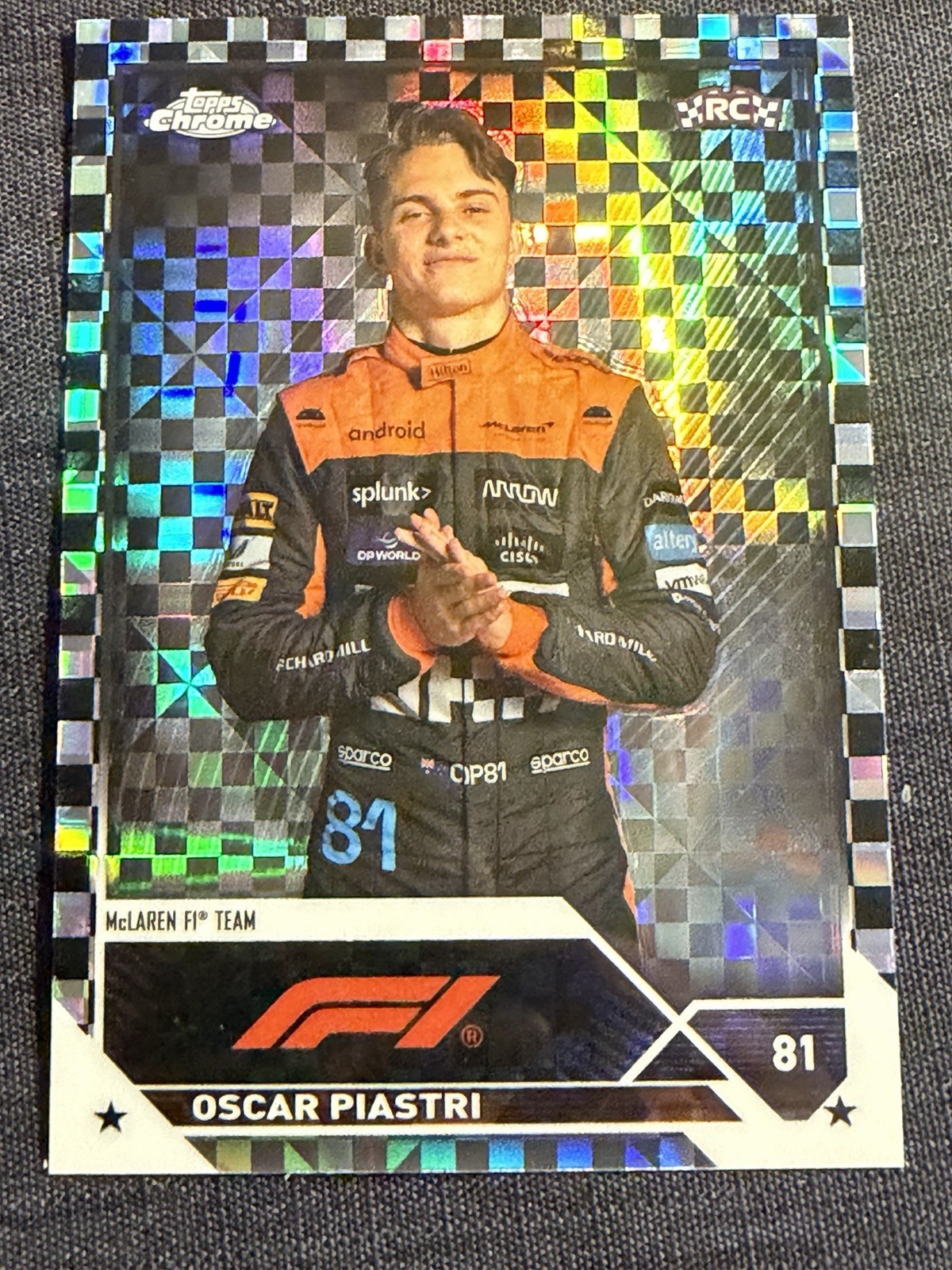 2023 Topps Chrome F1 Oscar Piastri Portraits Checker Flag RC #40