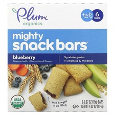 Mighty Snack Bars, Tots, Blueberry, 6 Bars, 0.67 oz 19 g Each