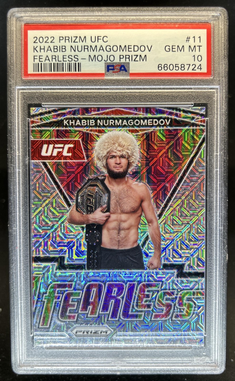 2022 Panini Prizm UFC Khabib Nurmagomedov Fearless Mojo #/25 PSA 10 GEM MINT