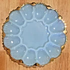 Vintage Anchor Hocking Fire King Delphite Blue Deviled Egg Serving Dish Plate