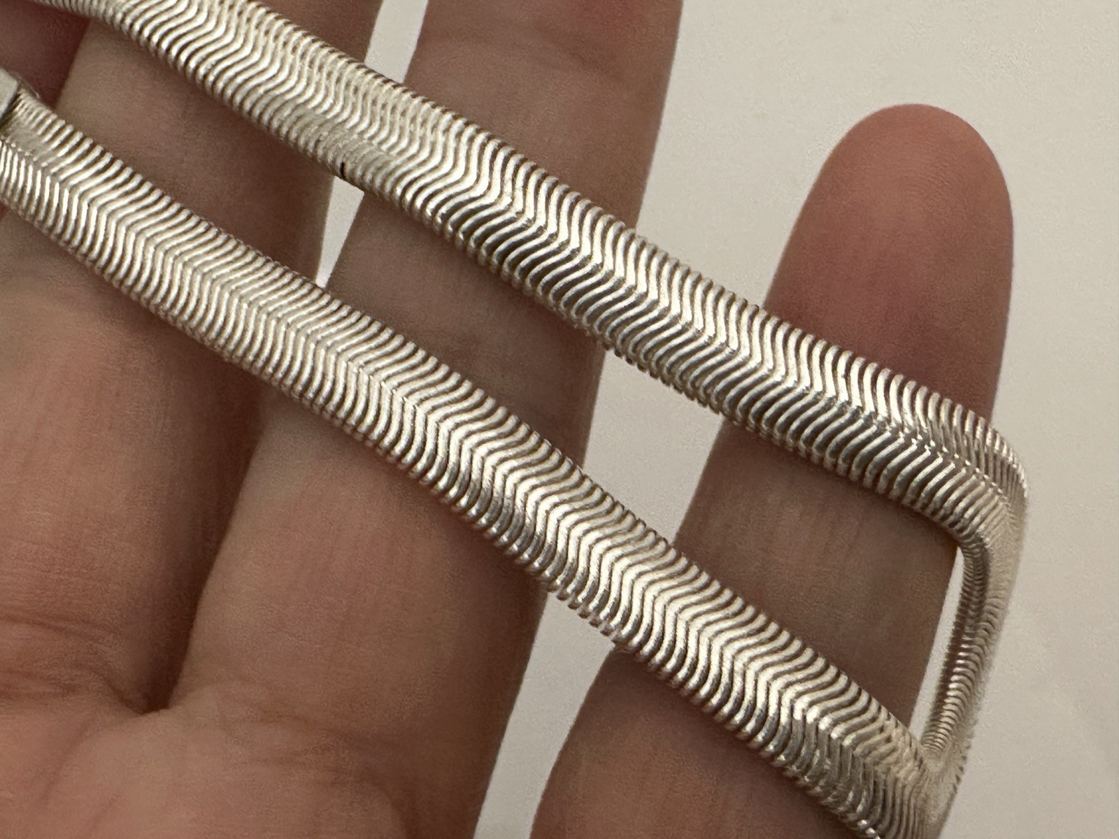 Solid Silver 6mm Flat Snake Chain Bracelet - image 2