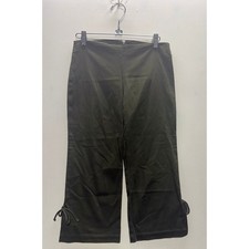 Vintage Women's Olive Green Drawstring Capri Pants, Size 3, Casual Fit