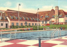 Cascade Hills Country Club House & Pool Grand Rapids Michigan Linen Postcard