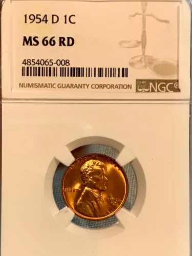 1954 D Lincoln Wheat Cent MS66RD NGC GRADED