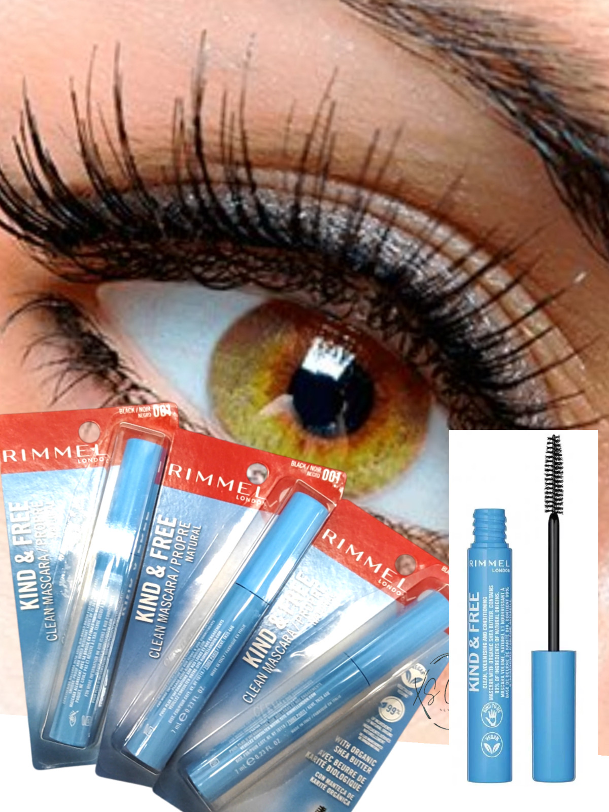 3X Тушь для ресниц Rimmel London Kind and Free Clean 001 Черная 023 унции УПАКОВКА ИЗ 3 ШТУК 4190₽