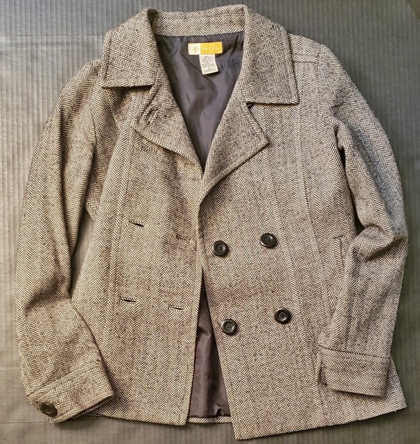 Anthropologie Tulle Women's S Gray Wool Blend Pea Coat Jacket Winter buttons | eBay