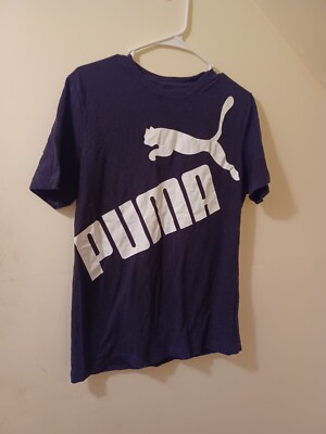 Puma Mens size Medium black T shirt white logo On Front And Left Shoulder