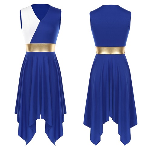 Frauen liturgisches Lob Tanzkleid Gottesdienst lyrischer Tanz Farbe Block Tanzbekleidung - Bild 2 von 33