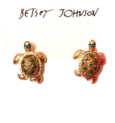 Betsey Johnson Turtle Reptile Animal Gold Tone Crystals  display picture 3