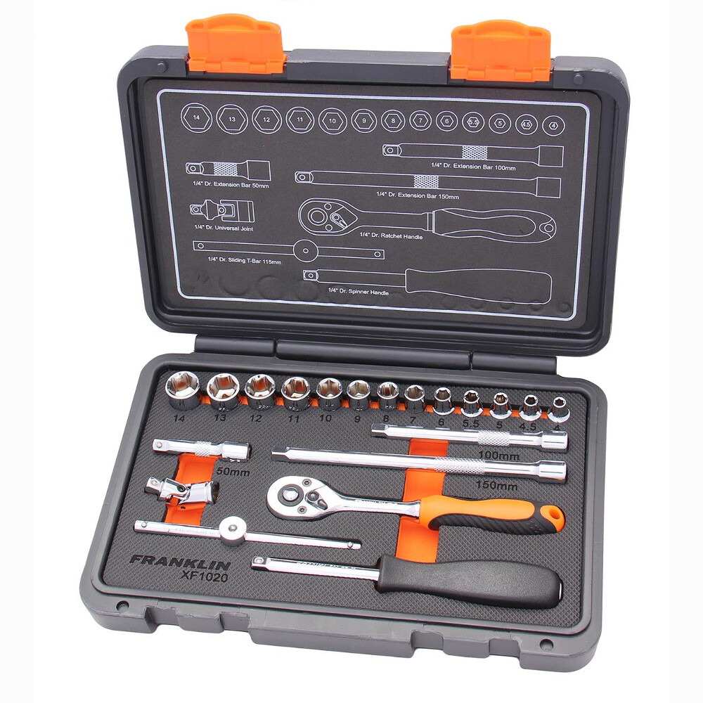 1/4"" Drive Socket Set 6 Point 20 Pce Franklin Tools XF1020